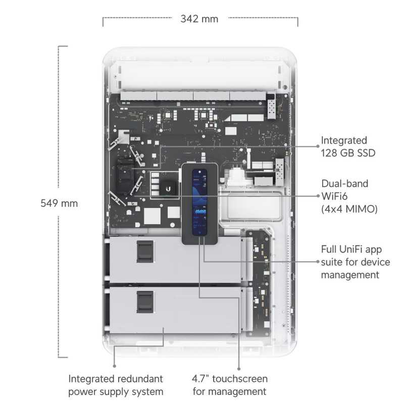 Ubiquiti UDW Dream Wall | Console | Wi-Fi6, 10G SFP+, 1G RJ45 PoE++, 2.5G RJ45 WAN, touchscreen - Imagem 6