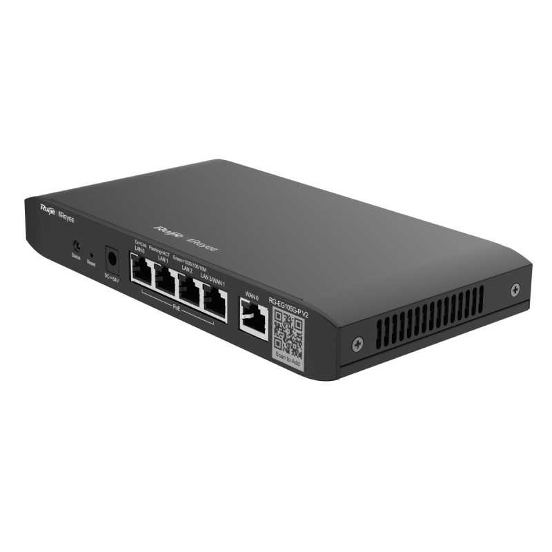 Ruijie Reyee RG-EG105G-P V2 Router, 5x RJ45 1000Mb/s, 4x PoE+, 54W, 100 Kullanıcı, Bulut Yönetimi - Görsel 4