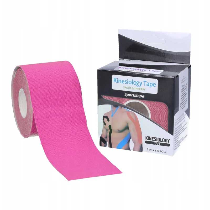 Kinesiotapingová páska Extralink, Kinesiotaping proužky, Sportovní páska, Pro 5mx5cm růžová - Obrázek 2