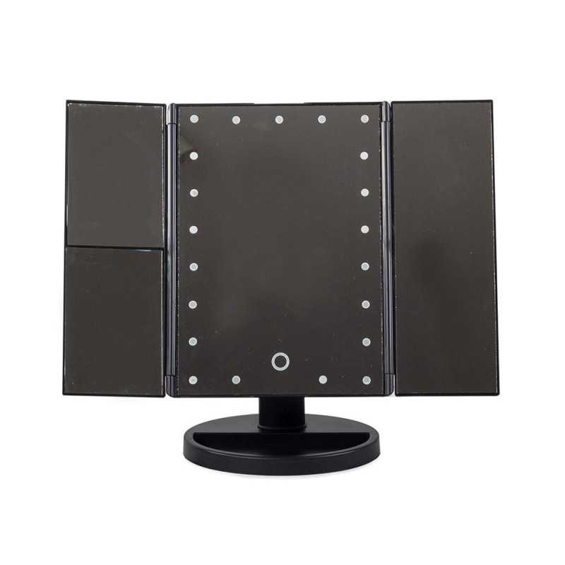 Extralink | Espejo de maquillaje | con aumento, negro, plegable, iluminado, con soporte - Imagen 2