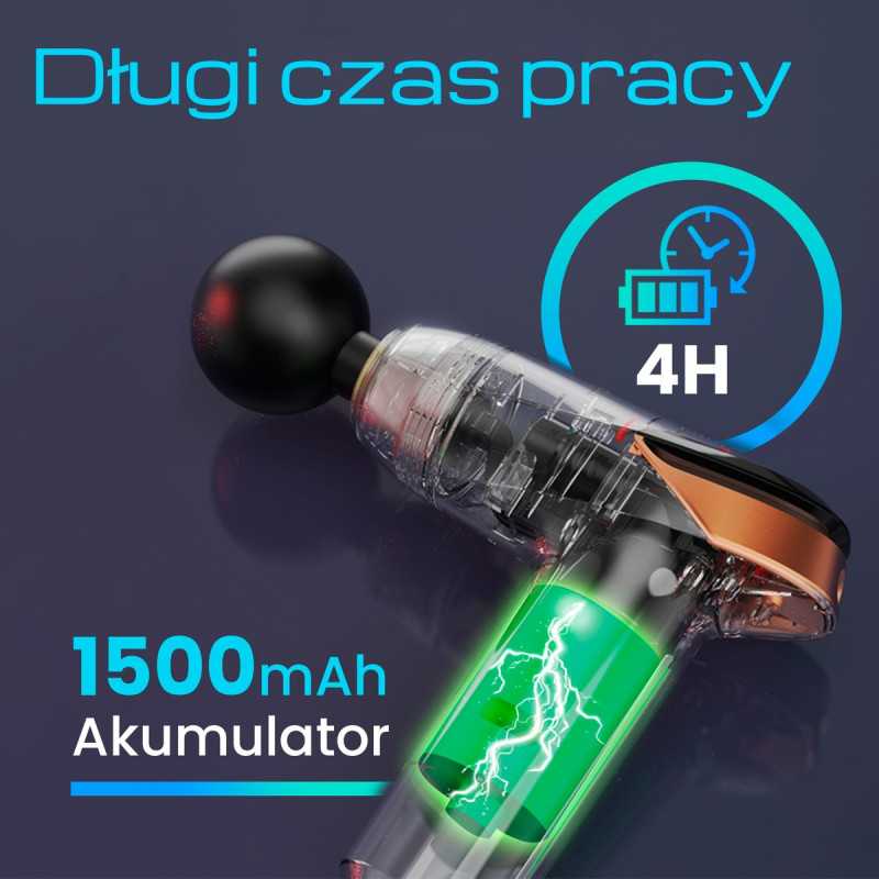 Extralink Massage Gun Lite | Pistola de Massagem | 3200 RPM, 6 pontas intercambiáveis - Imagem 4