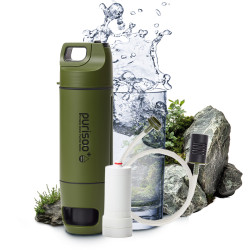 Purisoo+ Gr&uuml;n | Flasche mit Filtersystem | mit Pumpe,...
