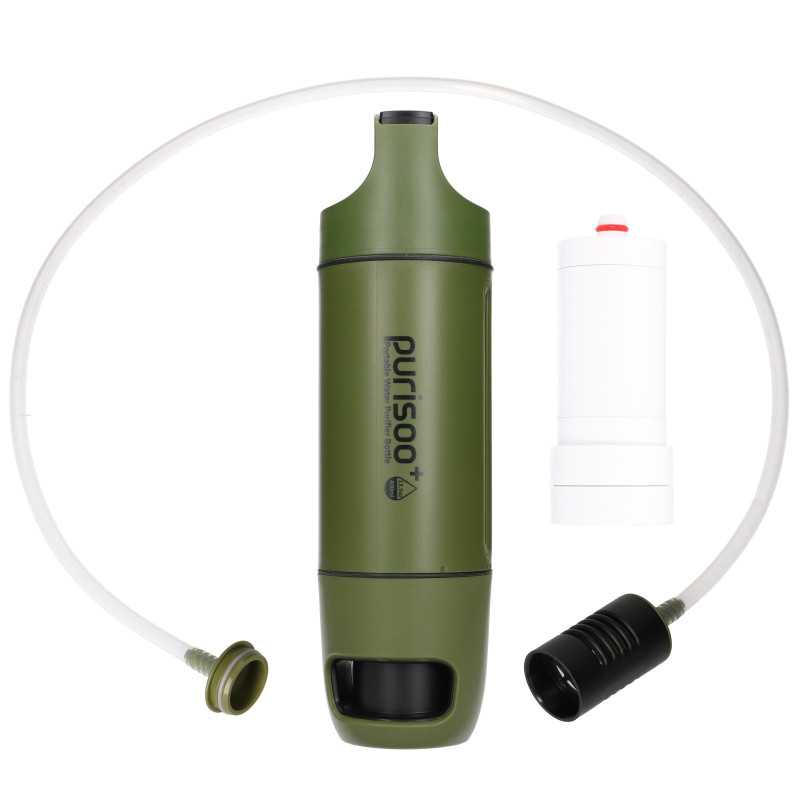 Purisoo+ Green | Bottle with Filtering System | with Pump, 400ml, UF + ACF filter - Image 2