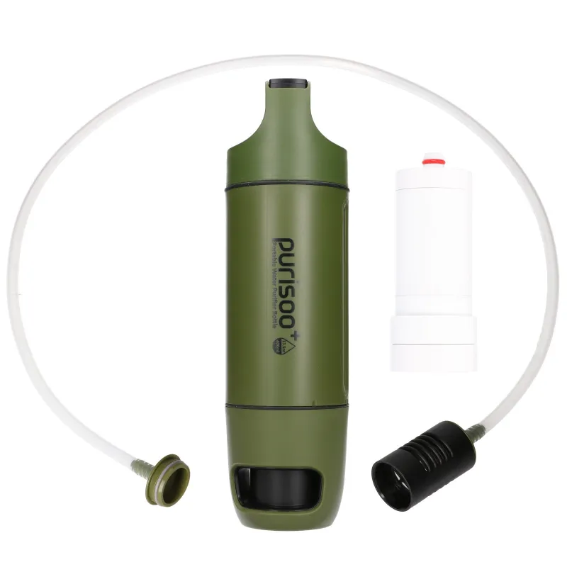 Purisoo+ Yeşil | Filtreleme Sistemli Şişe | Pompalı, 400ml, UF + ACF filtre - Görsel 2