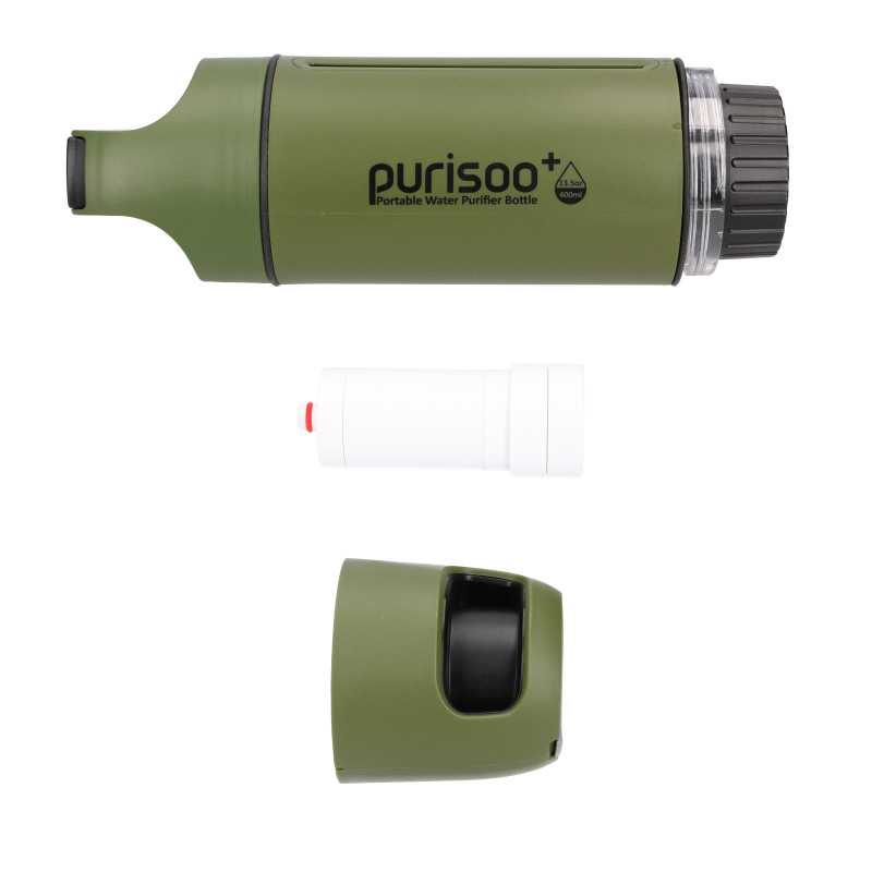 Purisoo+ Grün | Flasche mit Filtersystem | mit Pumpe, 400ml, UF + ACF Filter - Bild 9