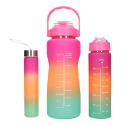EXTRALINK BIDON MOTYWACYJNY 3W1 ZESTAW RÓŻOWY-POMARAŃCZOWY 2000ML+900ML+300ML - Imagem 2