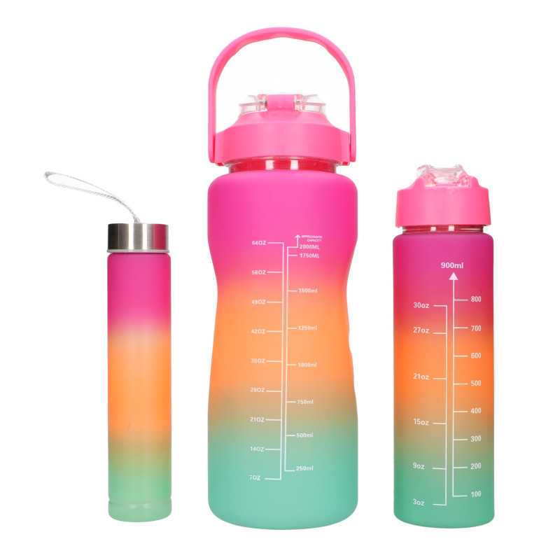 EXTRALINK BIDON MOTYWACYJNY 3W1 ZESTAW RÓŻOWY-POMARAŃCZOWY 2000ML+900ML+300ML - Imagem 2