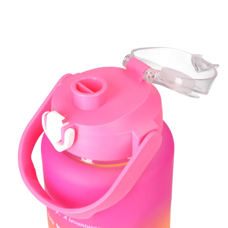 Extralink | Bidon motywacyjny 3w1 | zestaw, różowy-pomarańczowy, 2000ml+900ml+300ml - Zdjęcie 4