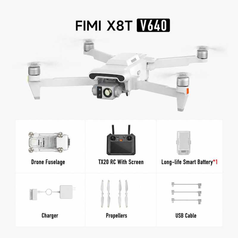 FIMI X8T V640 Standard + Controlador TX20 | Drone | câmera termográfica, 1x bateria, 4K, GPS, alcance até 20km - Imagem 7