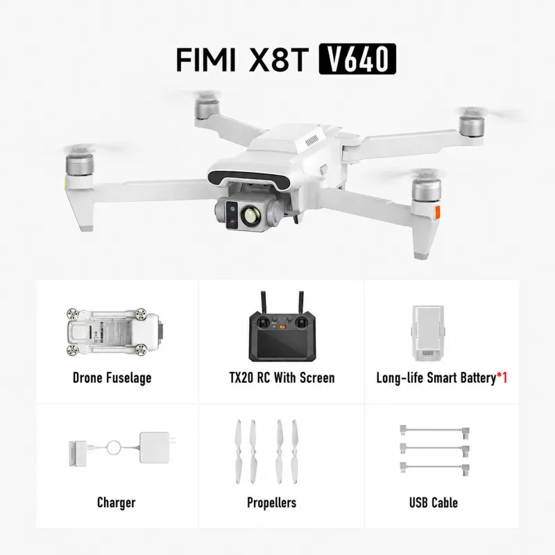 FIMI X8T V640 Standard + Контроллер TX20 | Дрон | тепловизионная камера, 1x аккумулятор, 4K, GPS, дальность до 20км - Изображение 7