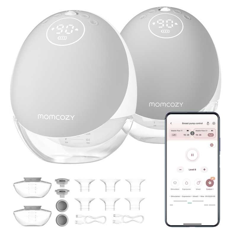 Bomba de Peito Momcozy M9 Dupla Cinza, 150ml - Imagem 2