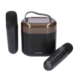 Extralink Kids Karaoke LED Speaker Set 2x Mic Black, Bluetooth Speaker, 2 Microphones, AUX, Memory Card Slot, RGB Lighting - Image 2