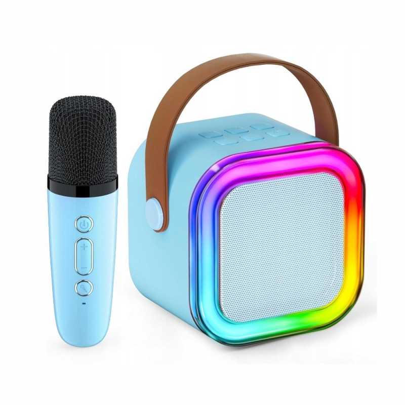 Extralink Kids Mini Karaoke LED Speaker 1x Mic Modrý | Karaoke set | reproduktor, 1x mikrofon, Bluetooth, AUX, slot na SD kartu,