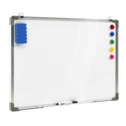 Lavagna magnetica bianca cancellabile a secco 150 x 100 cm + accessori - Immagine 2