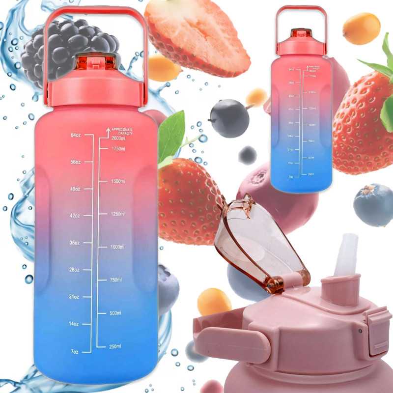 Extralink Motivasyon Şişesi, Su Şişesi, 2000ml, Kırmızı-Mavi, BUT-994 - Görsel 2
