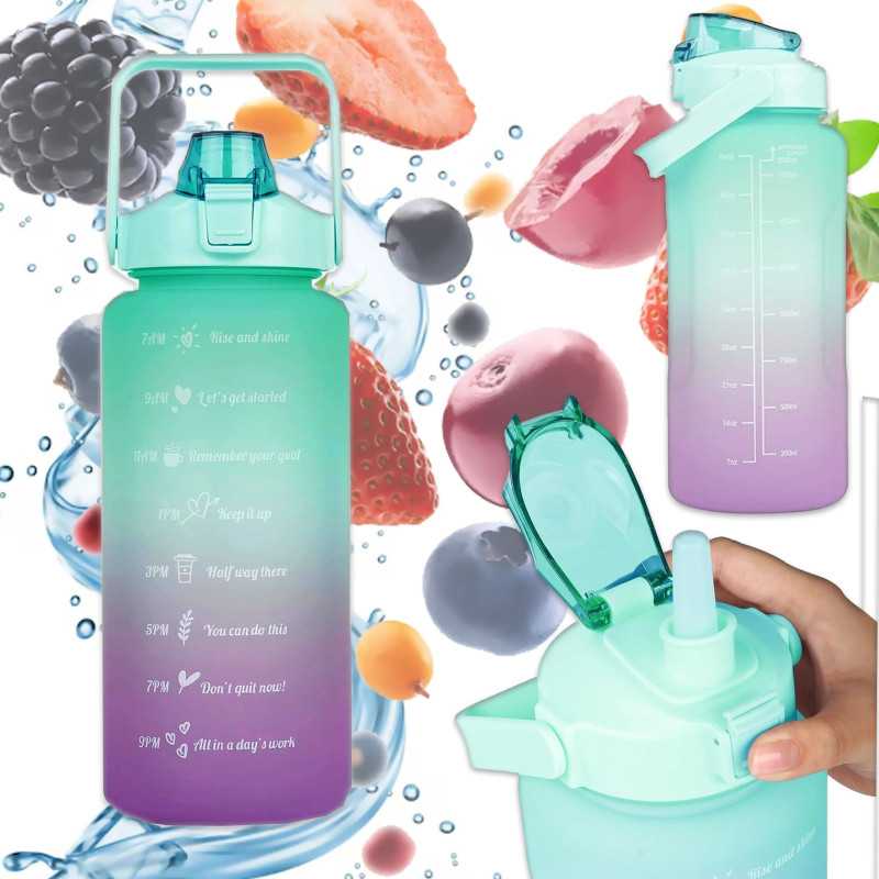 Extralink | Garrafa motivacional | garrafa de água, 2000ml, verde e roxa, BUT-190 - Imagem 2