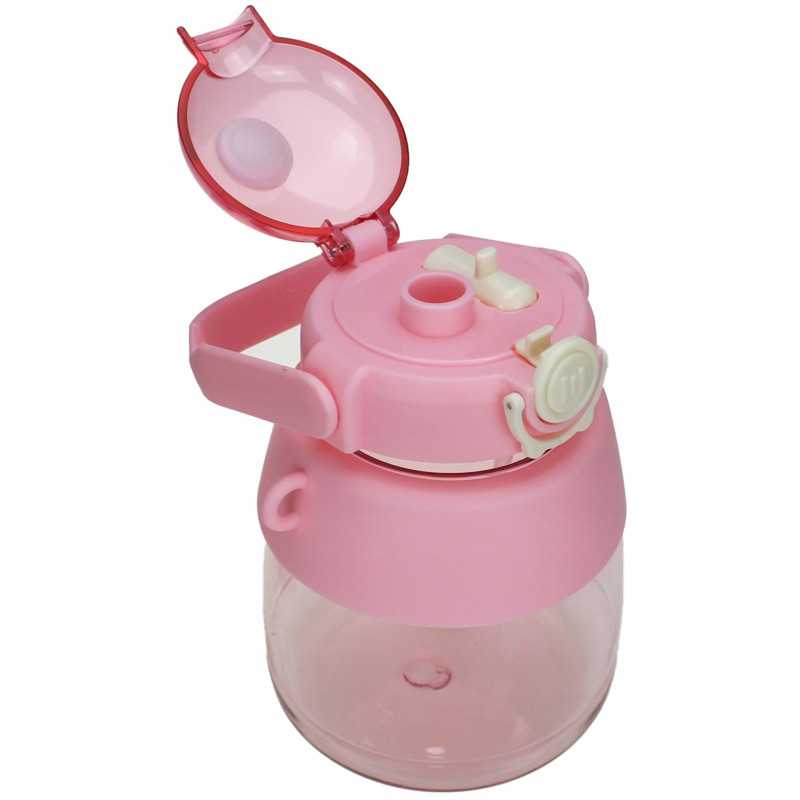 Extralink | Wasserflasche für Schule, Kindergarten | Wasserflasche, mit Strohhalm, Umhängeband, 1L, rosa - Bild 4