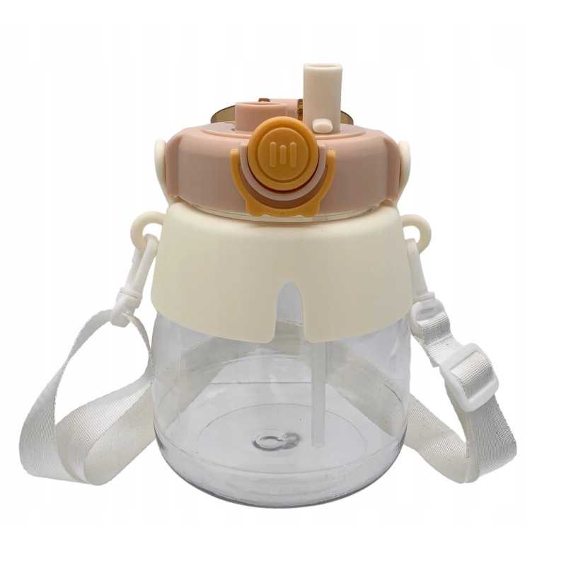 Extralink | Bottle for school, kindergarten | water bottle, with straw, strap, 1L, brown - Image 2