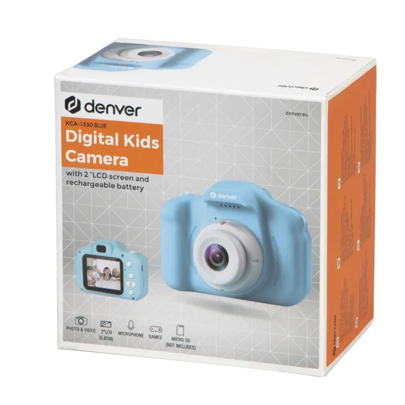 Denver KCA-1330 MK2 Blau Kinder-Digitalkamera 2-Zoll-LCD-Bildschirm, 400-mAh-Akku