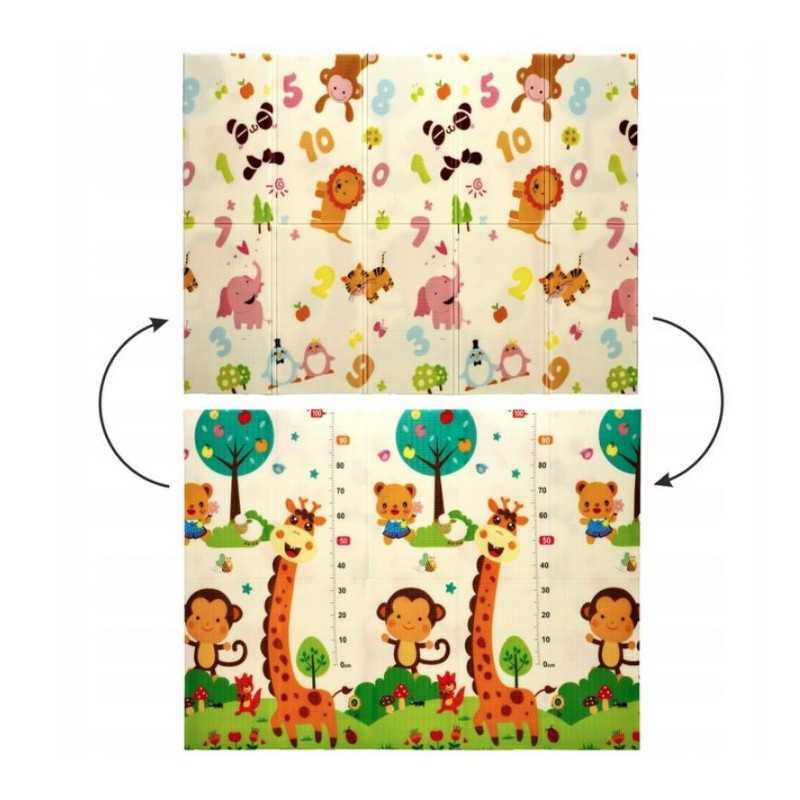 Extralink Double-Sided Educational Play Mat, 150x200 cm, Foldable Animals-Numbers + Bag - Image 2