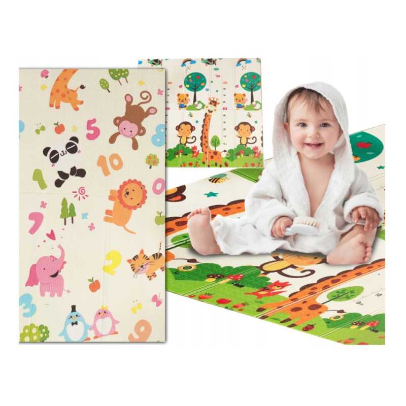 Extralink Double-Sided Educational Play Mat, 150x200 cm, Foldable Animals-Numbers + Bag - Image 3