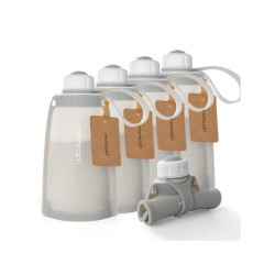 MOMCOZY MS014 SILICONE MILK STORAGE BAGS GREY* 5PCS