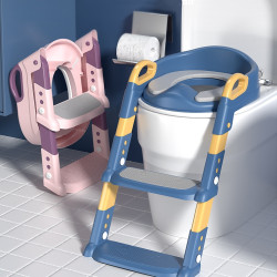 EXTRALINK KIDS NAKŁADKA NA SEDES ZE STOPNIEM DO NAUKI WC DLA DZIECI DRABINKA DO DESKI NA TOALETĘ NIEBIESKA - Imagem 2