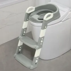 EXTRALINK KIDS NAKŁADKA NA SEDES ZE STOPNIEM DO NAUKI WC DLA DZIECI DRABINKA DO DESKI NA TOALETĘ SZARA - Image 2