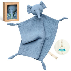 MOMCOZY SU001 ELEPHANT LOVEYS FOR BABIES WITH COTTON BLUE