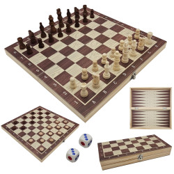 EXTRALINK TOYS DREWNIANE SZACHY 3W1 WARCABY + SZACHY+...