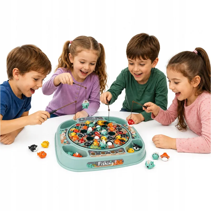 EXTRALINK TOYS GRA ŁOWIENIE RYBEK ZRĘCZNOŚCIOWA RYBKI DO ŁOWIENIA 45 SZT + 4 WĘDKI MUZYKA - Изображение 4