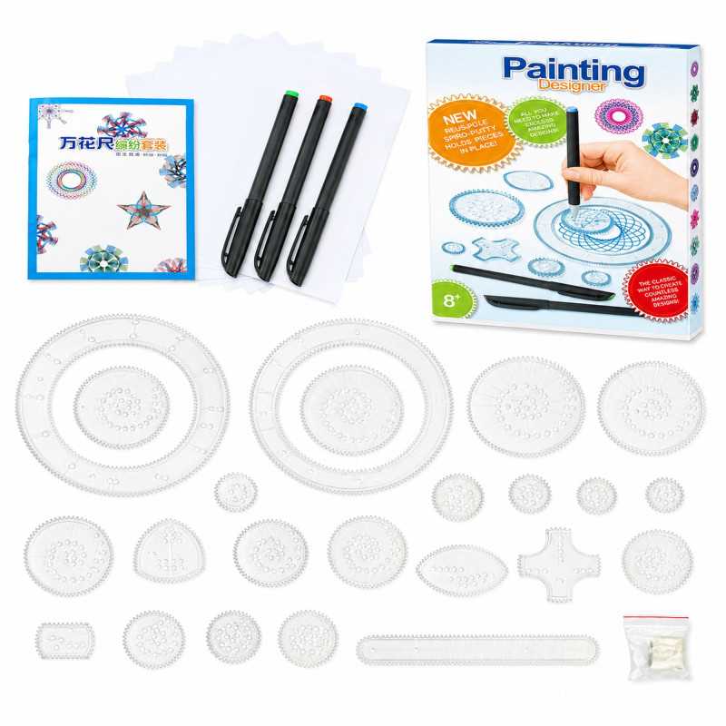 EXTRALINK TOYS SPIROGRAF DLA DZIECI, ZESTAW ZABAWEK SPIRALNYCH DO RYSOWANIA SPIRALI, MANDALA, SZABLON DO NAUKI RYSOWANIA (26 EL) - Obrázek 2