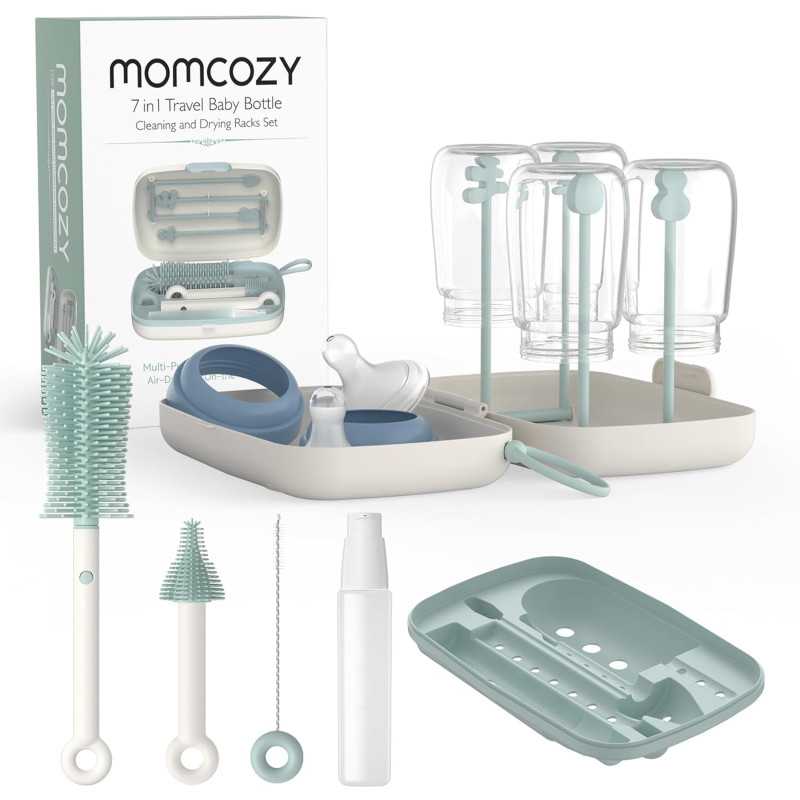 Momcozy 7 in 1 Baby Bottle Brush Set Zielony | Zestaw do czyszczenia butelek dla niemowląt |