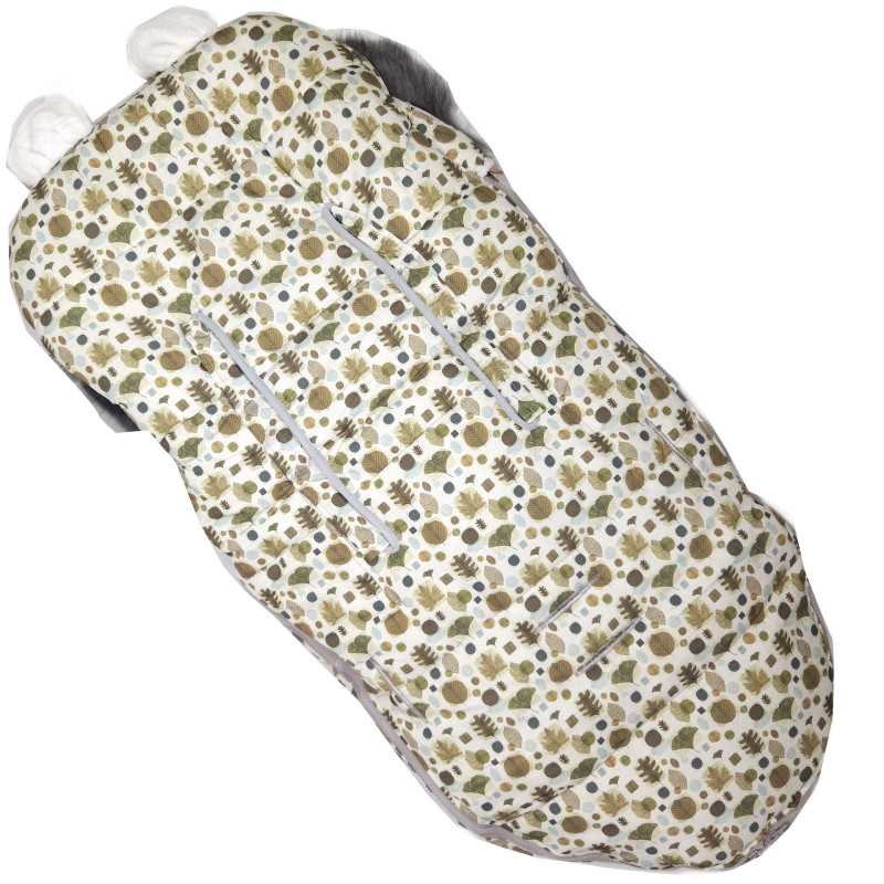 Saco de dormir para carrito, silla de coche y trineo Extralink, con orejas, forro de peluche, aislante, 100cm, hojas - Imagen 3