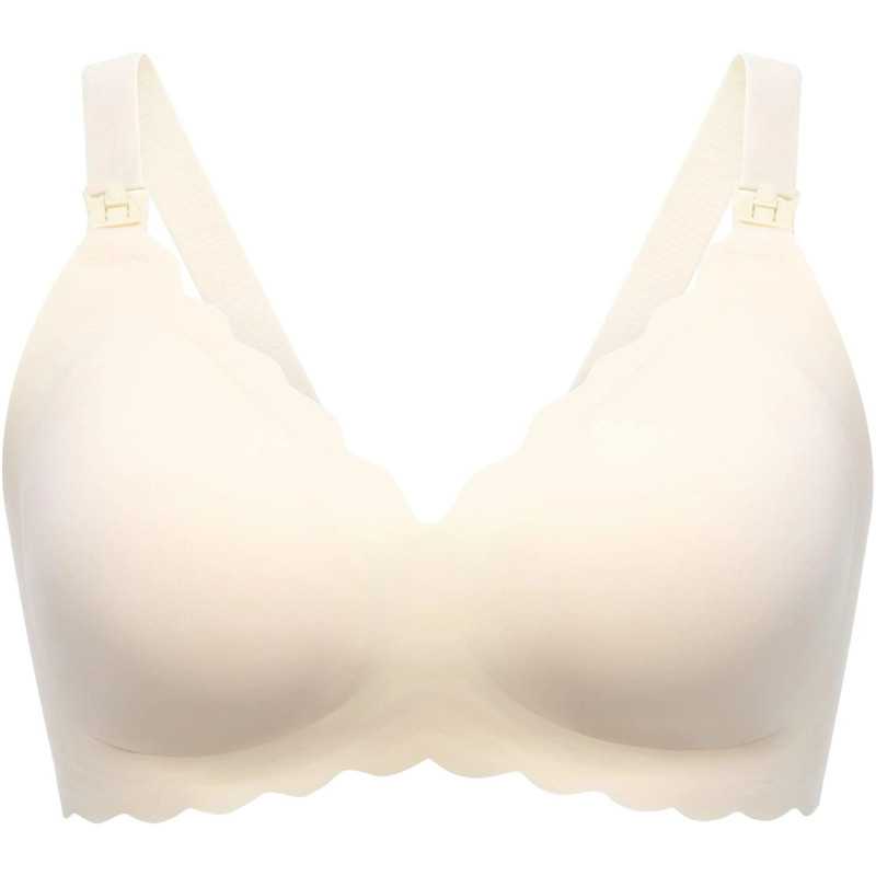 MOMCOZY YN46 SEAMLESS SUPPORT FLORAL NURSING BRA CREAM M