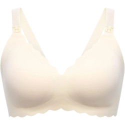 MOMCOZY YN46 SEAMLESS SUPPORT FLORAL NURSING BRA CREAM XL