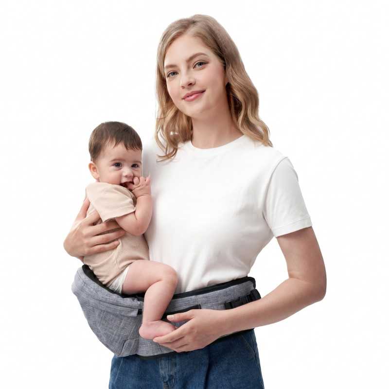 MOMCOZY HC002 HIP SEAT BABY CARRIER GREY MEDIUM