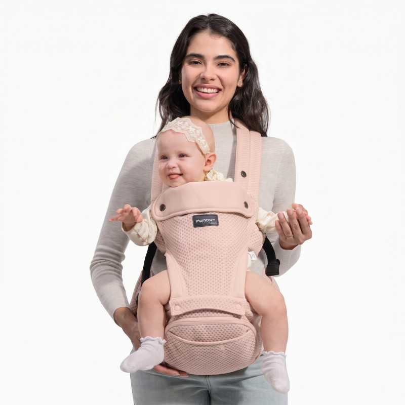 MOMCOZY HC002 BABY CARRIER WITH HIP SEAT AIR MESH-PINK