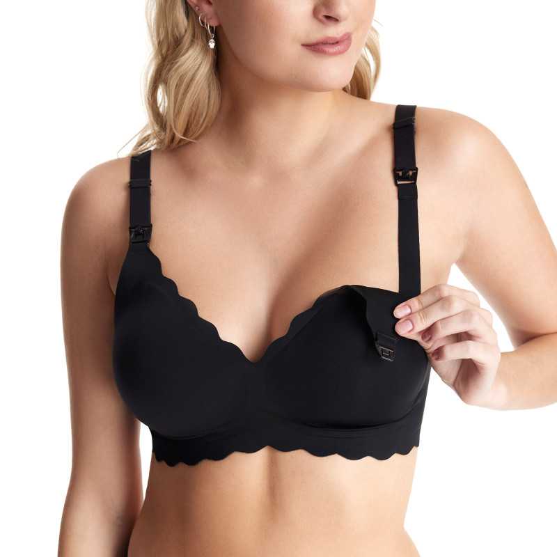 MOMCOZY YN46 SEAMLESS SUPPORT FLORAL NURSING BRA BLACK S - Imagem 3