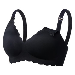 MOMCOZY YN46 SEAMLESS SUPPORT FLORAL NURSING BRA BLACK 2XL