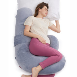MOMCOZY PP006 F SHAPED PREGNANCY PILLOW AIR LAYER GREY