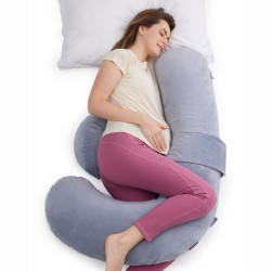 MOMCOZY PP006 F SHAPED PREGNANCY PILLOW AIR LAYER GREY - Imagem 2