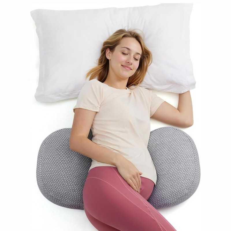 MOMCOZY PP201 W SHAPED PREGNANCY PILLOW GREY