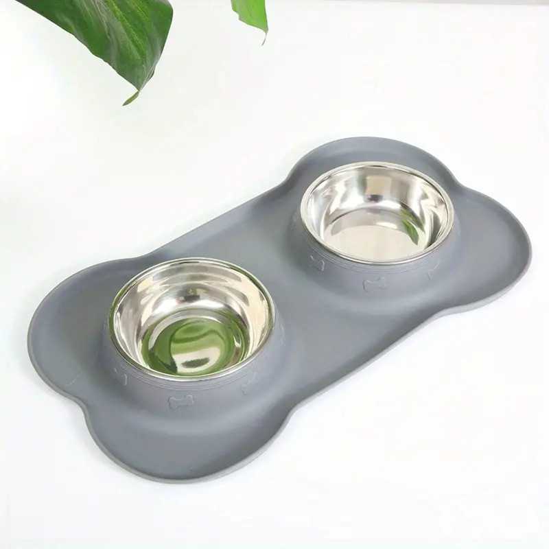 Çift Kase Köpek ve Kedi İçin Extralink Pets, Metal Kaymaz 2 Kase + Mat pet-837 - Görsel 2