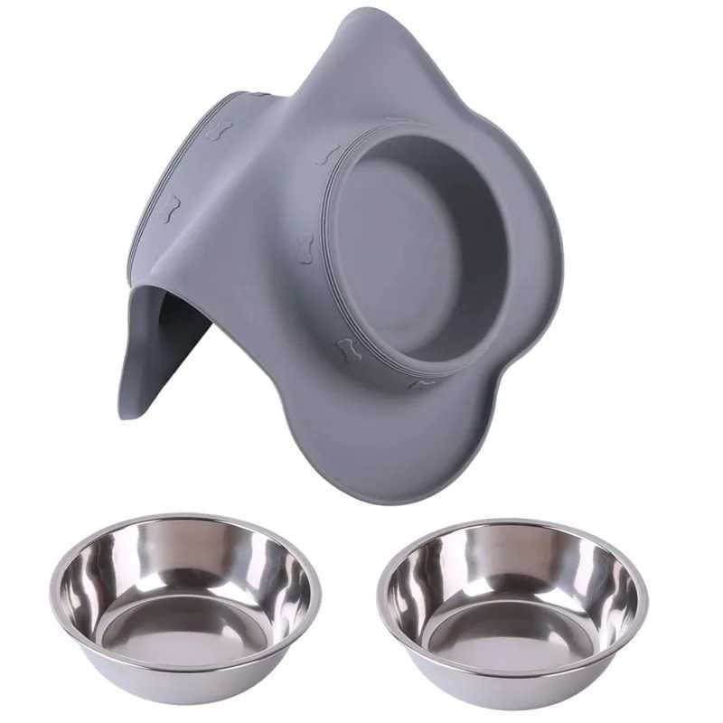 Doble Cuenco para Perros y Gatos Extralink Pets, Metal Antideslizante 2 Cuencos + Alfombrilla pet-837 - Imagen 4
