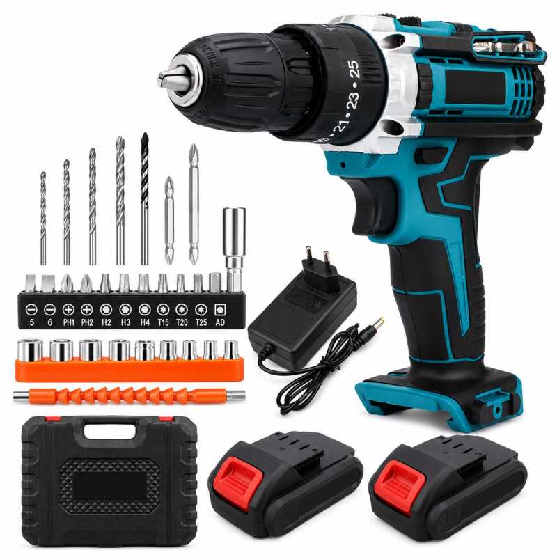 EXTRALINK TOOLS WIERTARKO-WKRĘTARKA AKUMULATOROWA NIEBIESKA + 2 AKUMULATORY