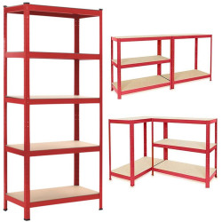 Estante de Almacenamiento Met&aacute;lico Extralink 180x90x40 Rojo