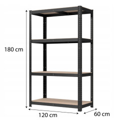 Extralink Raf, 4 Katman 180x120x60cm Siyah 500 kg Pro - Görsel 3