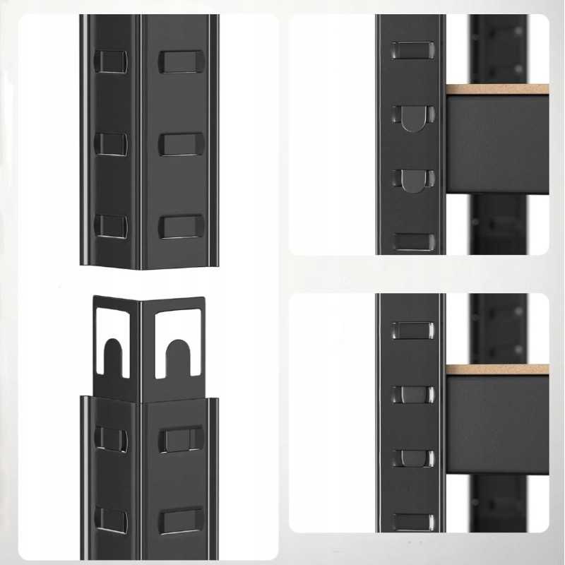 EXTRALINK REGAŁ 4-POZIOMOWY 180X120X60 CZARNY 500 KG PRO-0667 - Immagine 4