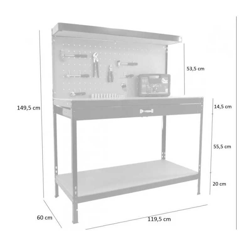 Banco de trabajo Extralink con cajón 120x60x150cm - Imagen 5